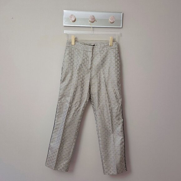 NWT Maje metallic floral print brocade tapered trouser pants, M - Picture 5 of 9